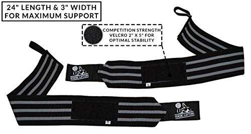 Nordic Lifting Elbow Compression Sleeves (1 Pair, Medium) and Wrist Wraps Super Heavy Duty (1 Pair/2 Wraps) Black Grey