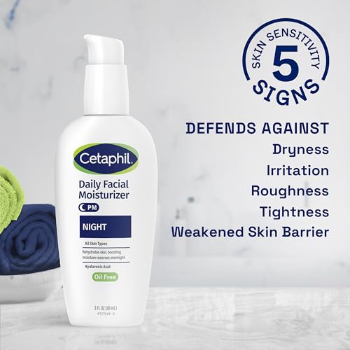 Cetaphil Night Moisturizer for Face, Hydrating Facial Moisturizer with Hyaluronic Acid, All Skin Types, Lightweight and Non-Comedogenic, Dermatologist Recommended for Sensitive Skin, 3oz (Pack of 2) 3 Fl Oz (Pack of 2)
