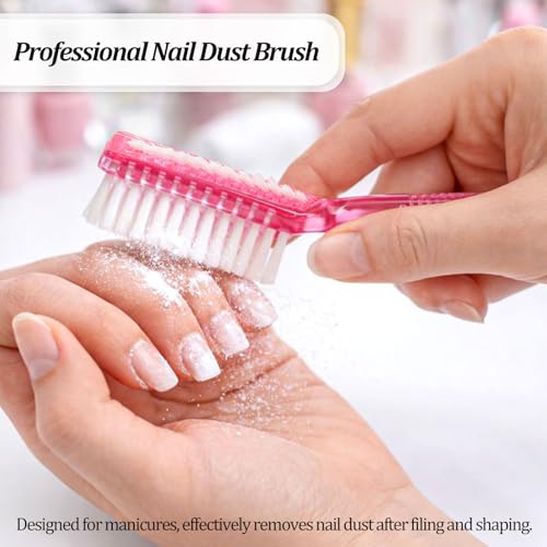 Dual-Sided Handle Grip Nail Cleaning Brush for Hands and Feet with Soft & Stiff Bristles (2 Pack)