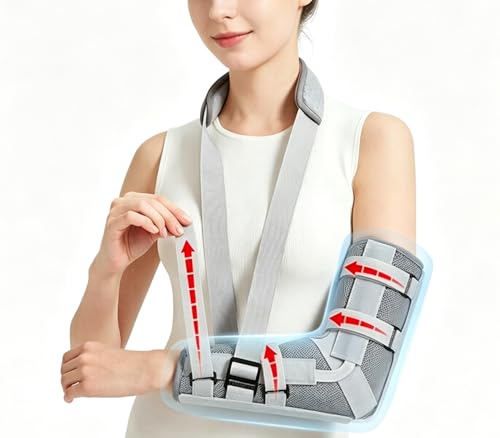 Elbow Joint Fixation Brace, Elbow Immobilizer, Arm Support Splint Adjustable Arm Sling for Fractures, Post-Surgery Recovery,Bursitis and Tendonitis (M) M：Height 5′5″ – 5′9″