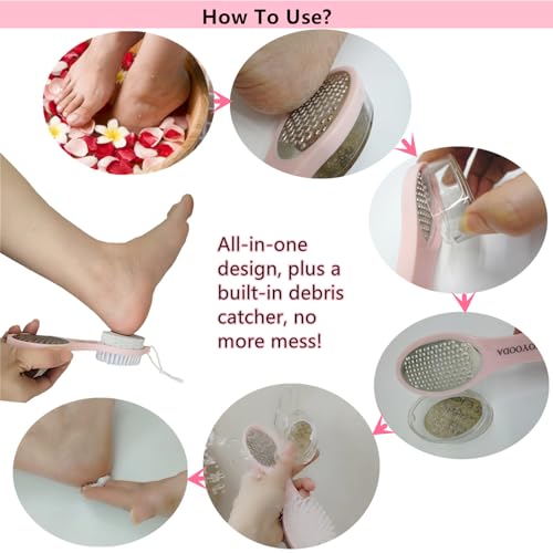 Foot Scrubber Brush with Pumice Stone for Feet Callus Remover Pedicure Tool Pink