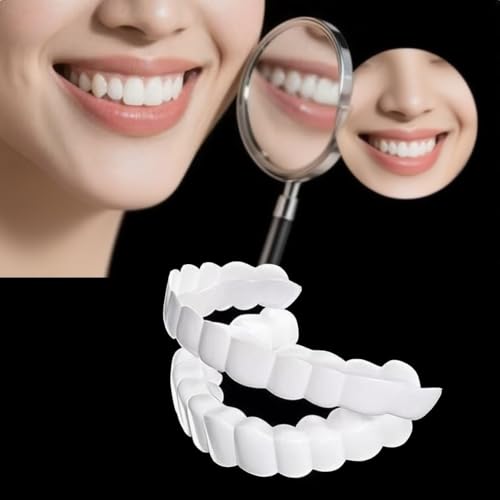2 Pairs Gentle Skin-Friendly Smile Fit, Adjustable Upper Lower Temporary Cosmetic Kit, Lightweight Design for Daily Confident Outings Tooth Whitener(Natural White)