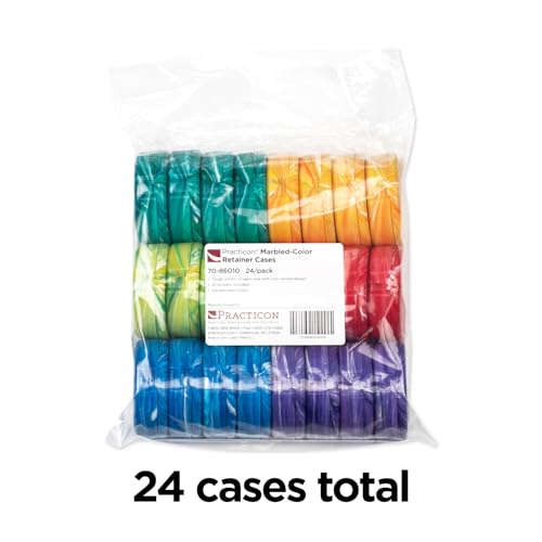 Marble Retainer Cases with Labels, Assorted Colors, 24 Pack Marble