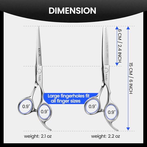 Hair Cutting Scissors Kit, 6" Haircut Scissors Set Silver-6.0 Inch