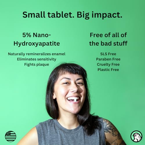 Canary Nano Hydroxyapatite Toothpaste Tablets Peppermint - Remineralizing, Fluoride Free, All Natural Tabs with Xylitol - Great for Travel, Plastic Free - 240 Count 240 Count (Pack of 1)