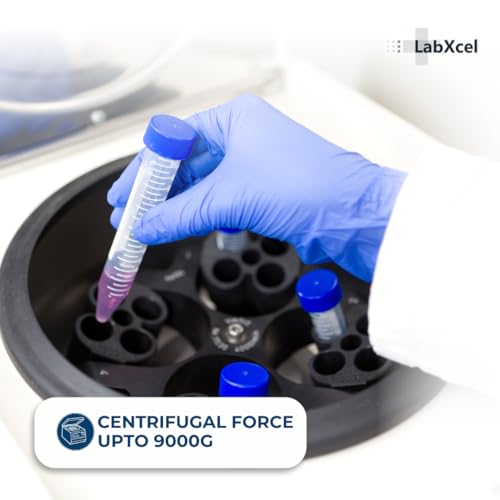 Polypropylene Conical Centrifuge Tubes - Plastic Test Tubes with Caps, Printed Graduation, Sterile, Blue Flat Screw Caps, for Medical and Laboratory Use (50, Conical 15ml with Tray) 50