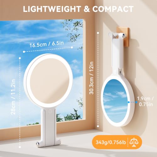 Auxmir 30X/1X Magnifying Travel Makeup Mirror with Lights, 3-Color Dimmable White
