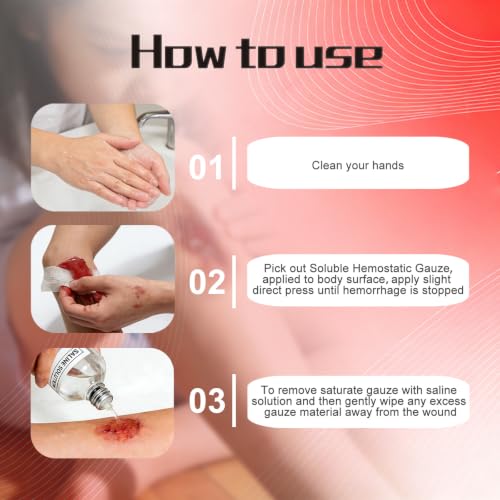 Soluble Hemostatic Gauze,4"X4" Quick Clot Combat Gauze Pads Pack of 10