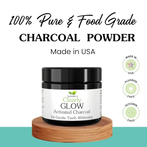 Glow Natural Teeth Whitening Kit – Activated Charcoal Tooth Powder + Bamboo Toothbrush + Copper Tongue Cleaner | Fluoride Free, Non-Peroxide Oral Care