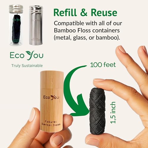 Bamboo Charcoal Dental Floss | 6 Refills + Bamboo Holder