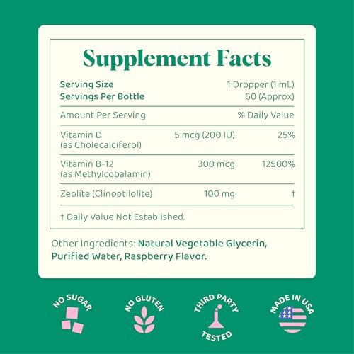 JoySpring Zeolite Drops for Adults – Liquid Zeolite Clinoptilolite with Vitamin B12 & Vitamin D3 – Sugar-Free Daily Formula for Memory & Focus Support | 60-Day Supply | USA Made (Pack of 2) 2 Fl Oz (Pack of 2)