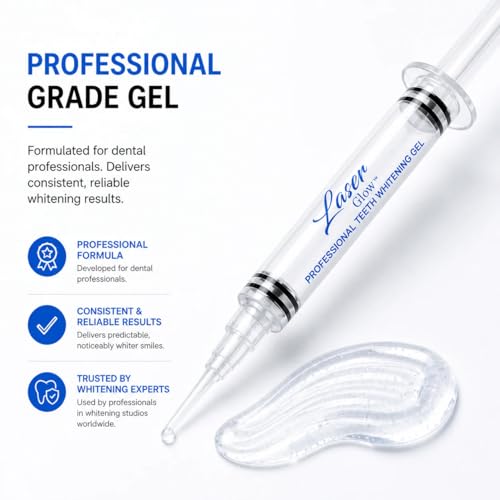 Professional Teeth Whitening Gel 35% Hydrogen Peroxide – LaserGlow Low-Sensitivity Enamel-Safe Formula | 1.2mL Precision Syringe | for Dentists, Medspas & Whitening Technicians