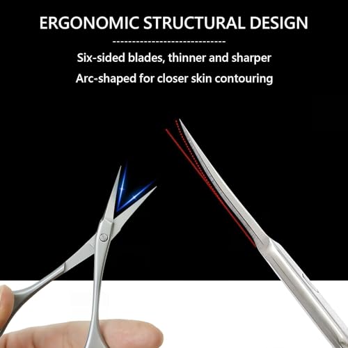 Butterfly-Tail Nail Cuticle Scissors: More Stable Anti-slip Multi-Faceted Sandblasted Grooming Scissors Stainless Steel Cuticle Cutter, Eyebrow Eyelash Nose Hair Manicure Kit for Women, 1 PACK A1-butterfly Tail Scissor 1