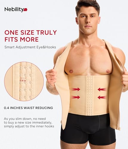 Nebility Compression Shirt Men Fajas Hombres Shapewear Tank Top Body Shaper Large Beige