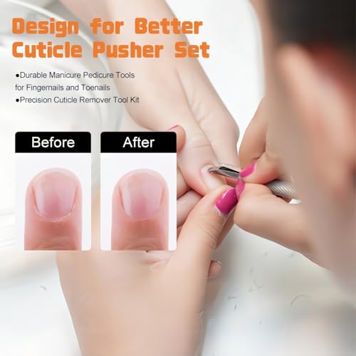 Professional Cuticle Trimmer & Nipper Set - Stainless Steel Hangnail Remover Tool with Mini Cuticle Pusher and Clippers for Precise Manicure, Pedicure, and Nail Care