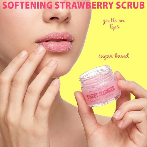 3pc Lip Care Set – Pout Perfection Strawberry Lip Scrub, Banana Lip Balm, and Silicone Lip Scrubber Tool – Exfoliating & Moisturizing Lip Treatment Kit – 0.95 Oz Tota