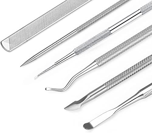 6-Pack Ingrown Toenail File and Lifters, Professional Surgical Stainless Steel Ingrown Toenail Removal Tool Kit, Manicure Treatment Pedicure Tools for Feet Under Nail Cleaner Correction Polish Pain 6-pack