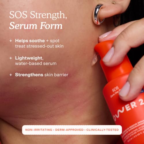 Tower 28 SOS Rescue Face Serum - Soothing Facial Serum with Hypochlorous Acid for Irritated, Sensitive Skin - Gently Helps Reduce Redness + Blemishes - Fragrance-Free Everyday Skin Care (2 oz)