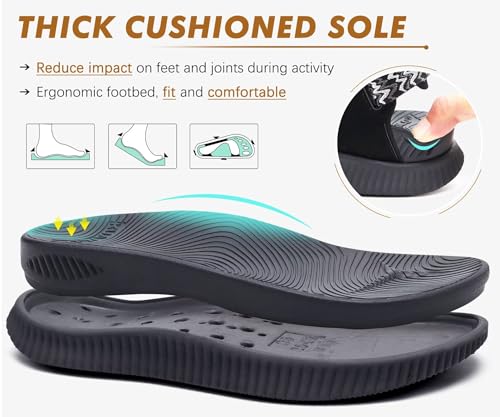 KuaiLu Womens Orthopedic Walking Sandals with Arch Support Recovery Cushion 9 Black