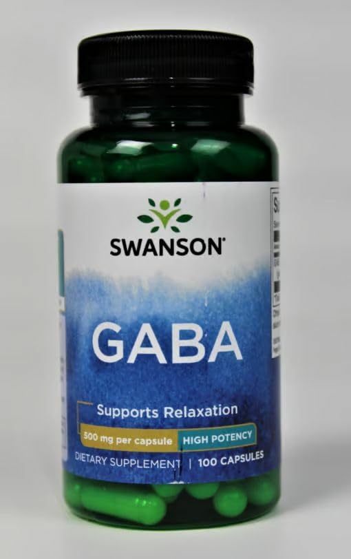 Swanson GABA - Amino Acid Supplement Promoting Calm & Relaxation to Support Restful Sleep - High Potency Formula to Support Healthy Stress Levels - (100 Capsules, 500mg Each) (2 Pack) 100 Count (Pack of 2)