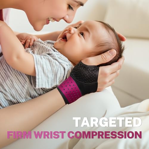 Ultra Thin Carpal Tunnel Wrist Brace with Soft Thumb Design (Not for Thumb Pain), Ajustable Compression Wrist Wraps with Mobility for Sports Work Typing Sleeping, Tendonitis, Arthritis Ulnar Pain L/XL Rose