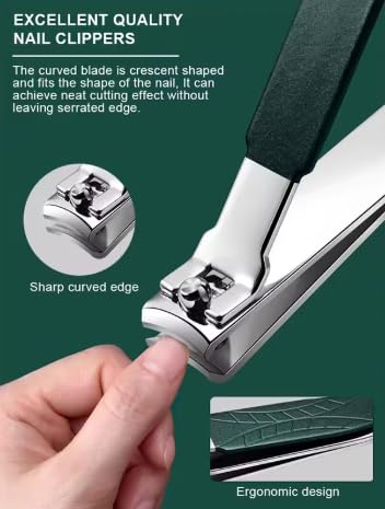 Nail Clippers Set Fingernail and Toenail Clipper Cutters for Men and Women, Professional Manicure Pedicure Grooming Kit, 40 Pieces Stainless Steel Nail Care Tools Travel Case (Green) - BeesActive Australia