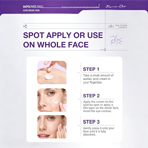 12% Azelaic Acid Cream for Face，Acne Cream，Azelaic Acid Serum for Acne & Post-Acne Marks，Fades Acne Scars & Soothes Skin，Regulates Sebum Production，Suitable for Oily & Acne-prone Skin Care，1.69 OZ