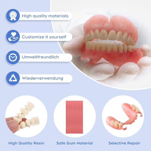 Do It Yourself Denture Fake Teeth Top and Bottom Temporary Teeth, Easy and Convenient, DIY Denture Kit,Customizable Denture Solution,Tooth Repair kit，Fake Teeth repair-250625-6