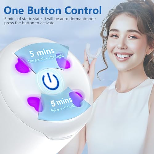 Ultrasonic Retainer Cleaner - Retainer Cleaner Machine for Dentures,250ml Mouth Guard Cleaner, Aligner Cleaner, Braces,Toothbrush Heads Cleaner, 2 Modes Dental Cleaning Pod