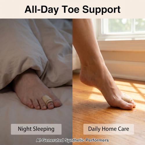 Hammer Toe Straightener, 2 Pcs Hammer Toe Corrector for Women & Men, Adjustable Toe Splints with Aluminum Plate Relief for Curled, Bent & Broken Toe, Discreet Skin-Tone Design