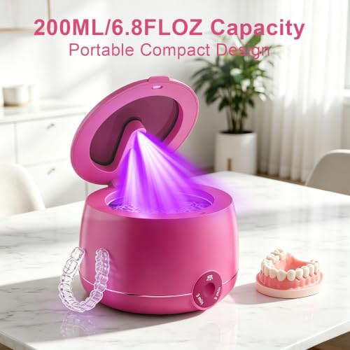 Ultrasonic Retainer Cleaner Machine, 45kHz Ultrasonic Cleaner with UV, Rose