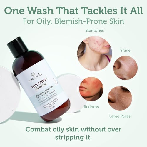 Era Organics Tea Tree Oil Face Wash - Salicylic Acid Cleanser for Oily Skin