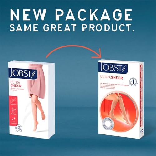 JOBST UltraSheer Knee-High 15-20 mmHg Closed Toe Compression Stockings for Women, Medical Compression For Varicose and Spider Veins, Helps Prevent Swelling Classic Black Medium Petite