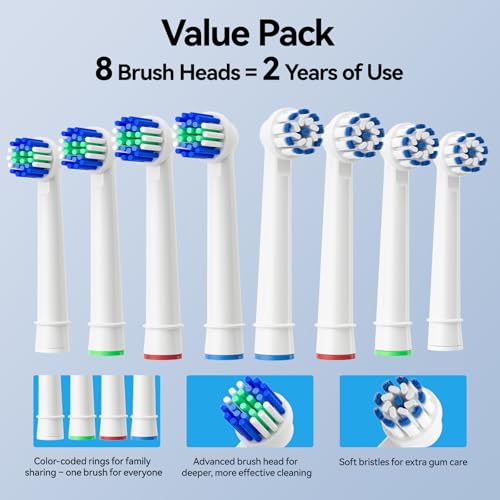 SEAGO Rotating Electric Toothbrush for Adults, 8 Heads, Rechargeable Pink 1 Count (Pack of 1)