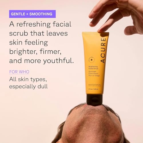 Acure Brightening Facial Scrub & Cleansing Gel Combo - 4 fl oz (2 Pack) 4 Fl Oz (Pack of 2) Scrub & Cleanser