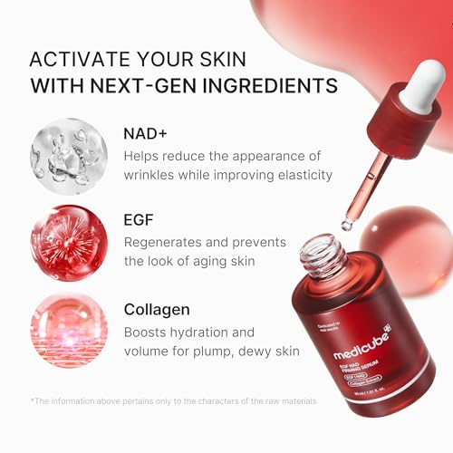 medicube NAD EGF Firming Serum for Face & Neck | Anti-Aging Serum with EGF Peptide, NAD & Collagen - Wrinkle Appearance, Elasticity & Pore Care, Korean Skincare, 1.01 fl.oz 1.01 Fl Oz (Pack of 1)