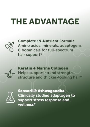 Lunakai USA Made Hair Vitamins for Men - 19 Nutrient with Marine Collagen, Saw Palmetto & Keratin - Daily Hair Loss & Regrowth Support - 90 Capsules