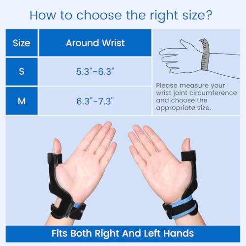 Velpeau Breathable Thumb Brace for Arthritis Pain and Support, Ideal for De Quervain's Tenosynovitis, Tendonitis, Sprained, Osteoarthritis, Trigger Thumb Spica Splint Stabilizer Right or Left Hands(M) Medium Black