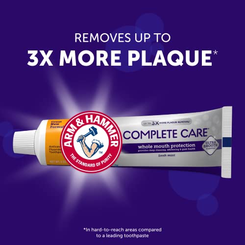 Arm & Hammer Advance White Toothpaste, Clean Mint Flavor, Stain Defense Technology, 6.0oz (4-Pack) & Complete Care Toothpaste, Fresh Mint Flavor, Whole Mouth Protection, 6.0oz (4-Pack)