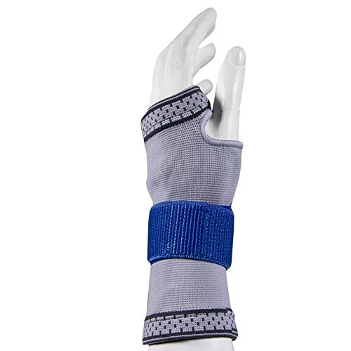 Champion Elastic Wrist Support Compression Sleeve with encircling Strap, Grey, Medium