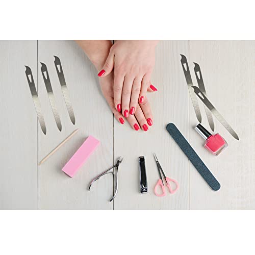 Nail Files for Natural Nails (6 Pack), Metal Nail File 5.5’’ Stainless Steel Thin Durable Nail Filer with Curved Sharp Pointed Tip Double Sided Manicure Pedicure Toenails Tools 6 Pcs/Silver/5.5 IN