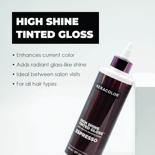 Keracolor High Shine Tinted Hair Gloss,In-Shower Glaze, 9 Colors Espresso
