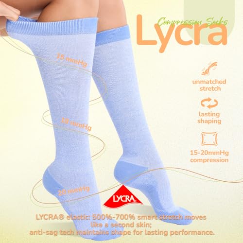 Merino Wool Compression Socks for Women Men 15-20 mmHg for flying Large-X-Large Lavender