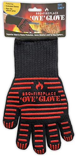 Ove Glove BBQ Superior Heat & Flame Protection- Extended Wrist for Additional Safety- Outdoor Cooking, Grilling, Barbeque Pack of 1