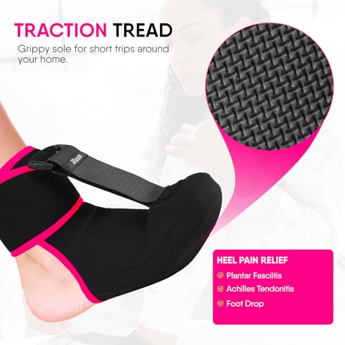 Wixen Plantar Fasciitis Night Splint Quick Relief Plantar Fasciitis Braces for Men Women, Adjustable Night Splint For Plantar Fasciitis Women Men, Achilles Tendonitis Ankle Pain Relief (Pink, Medium) Pink