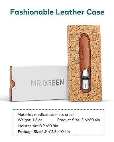 Nail File,Professional Double Sided Stainless Steel Nail File with Non-Slip Handle and Leather Case,Nail Buffering Files Washable,Metal Nail File for Men and Women Mr-2104