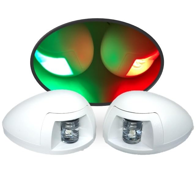 Pactrade Marine Boat Navigation Lights Red and Green LED Side Lights (Horizontal Mount) - 2 NM White Housing | Green Starboard Red Port Navigation Lights for Boats LED - BeesActive Australia
