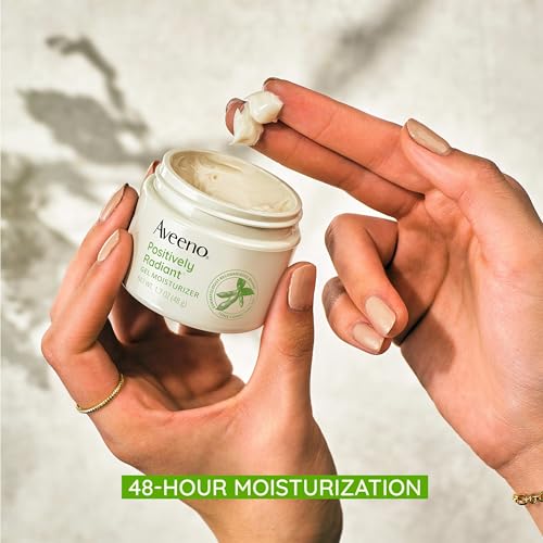 Aveeno Positively Radiant Daily Gel Facial Moisturizer with Hyaluronic Acid & Tone-Correcting Soy,Hydrating & Brightening Gel Face Cream Evens Skin Tone-& Texture,Hypoallergenic,1.7 oz,(Pack of 2) 1.7 Fl Oz (Pack of 2)
