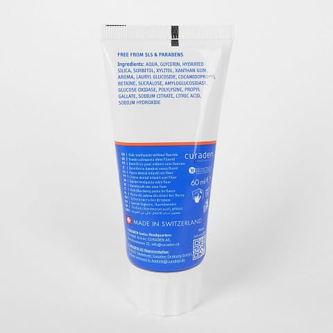 CuraproxToothpaste Kids 60 ml, Strawberry Fluoride Free Strawberry without fluoride 2.02 Fl Oz (Pack of 1)