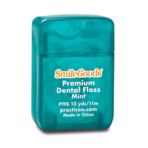 SmileGoods Premium PTFE Dental Floss, 12 yds, Mint, Bulk Pack of 72 Mint Flavored